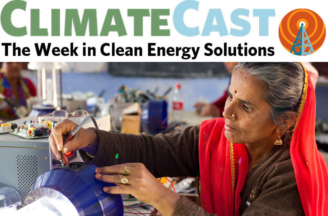 ClimateCast Logo over solar trainee
