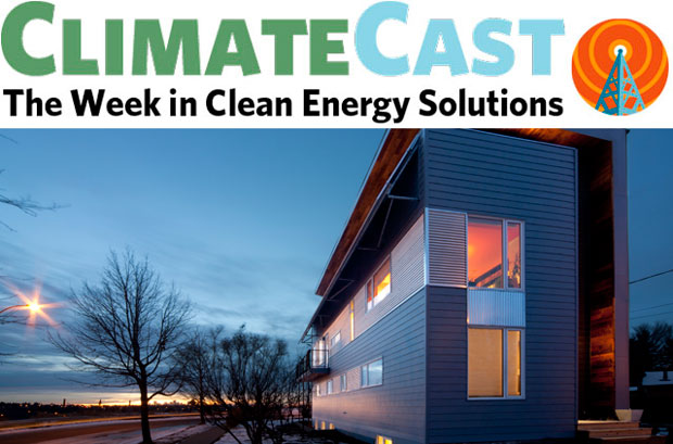 ClimateCast logo over passive house