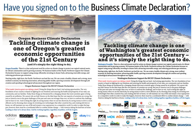 Business Climate Declaration sign on