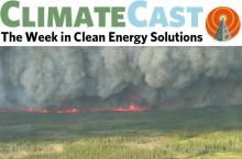ClimateCast Logo over boreal fires
