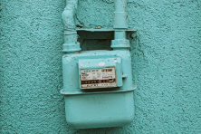 gas meter on a blue wall